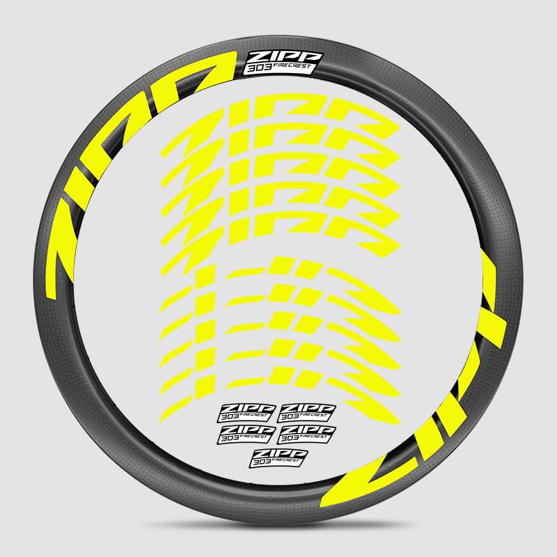 for Zipp Firecrest 303 Road Bike Carbon Wheel Decal Kit | Vivid Colors, Scratch-Resistant, Precision-Cut, UV-Protected (Fluorescent Yellow + Style 1)
