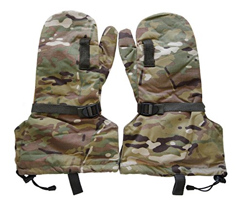 Hank's Surplus Military MultiCam Camouflage Cold Weather Leather Mittens & Wool Liners (Large, MultiCam)