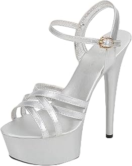YekgfuD Shoes Women Stiletto Sandals Striptease Walking Show Sandals Model High-Heeled Shoes Sandals Platform Wedding Shoes Female New Heel Height 15Cm/5.9In