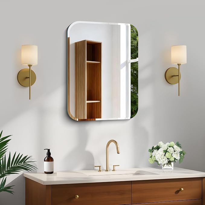 SEVEN HORSES Rectangle Bathroom Mirror Rounded Corner Wall Mirror...