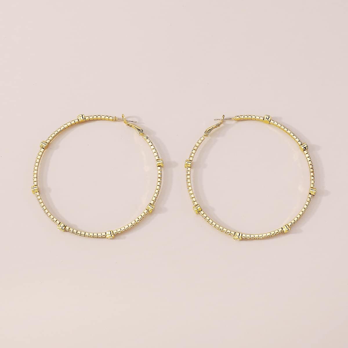 Chargances Large Rhinestone Circle Hoop Earrings Exaggerate Big Crystal Round Earrings Earrings for Women Fashion Wedding Accessories - Image 4