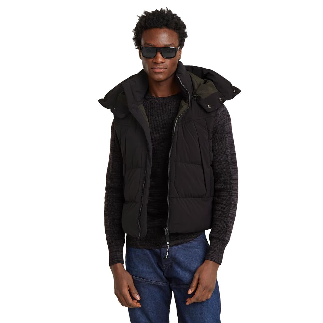 G-Star Men's G- Whistler Padded Hooded Vest 2.0, Black (dk black D25346-D518-6484), M