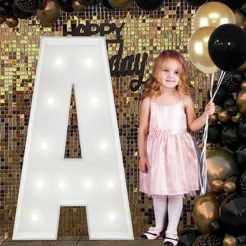 JoyBox Design Cool White 4FT Marquee Light Up Letters, Light Up Letter A, Marry Me Balloon Frame Giant Marquee Letter for All Events, Birthday Wedding Decorations Party Decor