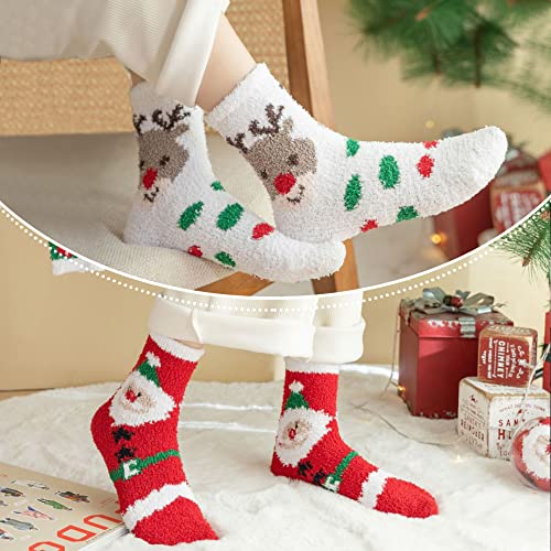 Image of LINEMIN Womens Fuzzy Socks Cozy Fluffy Winter Warm Slipper Socks Microfiber Soft Home Sleeping Socks