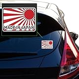 Yoonek Graphics Made in Japan Rising Sun Sticker Vinyl Decal Japanese Flag Sticker JDM Peel and Stick Vinyl Decal Sticker for car Window, Laptop, and More. SKU #F0841