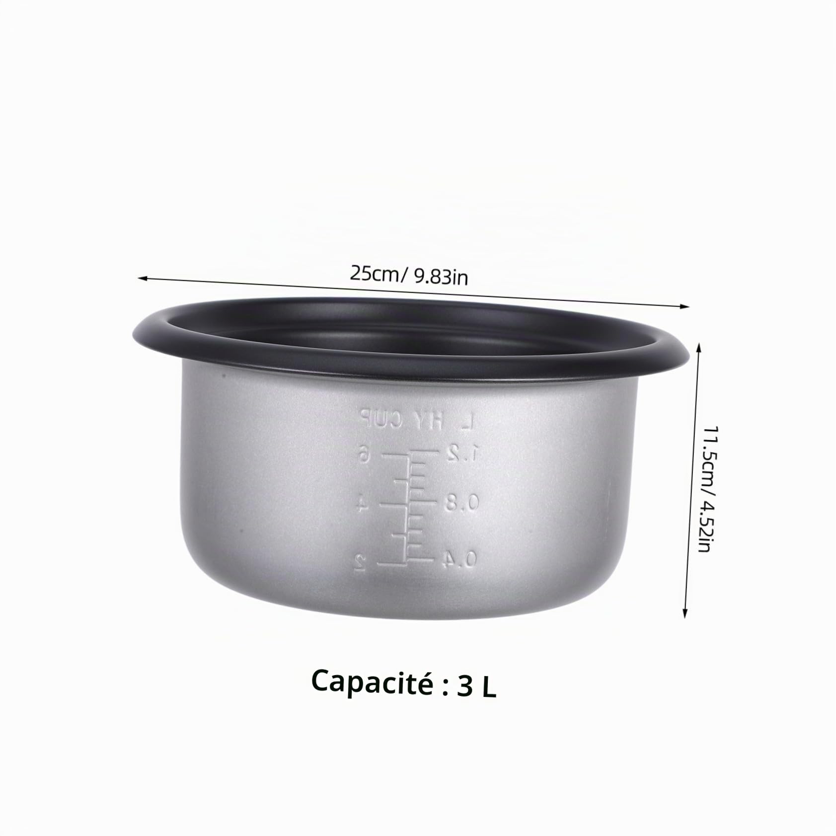 Cabilock Pot Intérieur Antiadhésif en Alliage pour Cuiseur de Riz 3l, Finition Soignée, Accessoire Remplaçant pour Cuiseur à Riz Domestique et Hôtel Plusieurs Styles