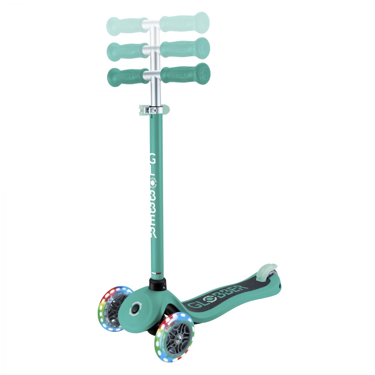 Globber - Primo Lights - Monopattino a 3 ruote per bambini dai 3 ai 7 anni, verde