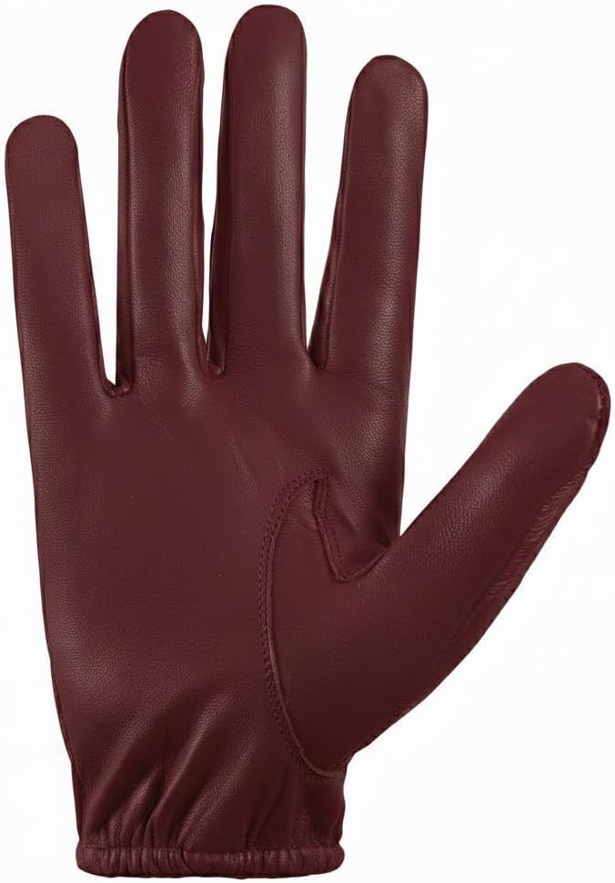 Men's Thin Unlined Burgundy Police, Pilot, Search Soft Leather Gloves - Image 2