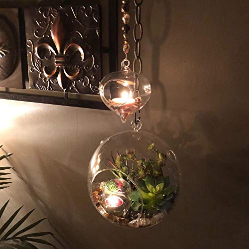 Wgv Hanging Terrarium Globe, Width 8", Height 9", Diy Air Succulent Planter, Clear Glass Vase Orb With Flat Bottom, Candle Holder For Windowsill Outdoor Garden Decor, 1 Piece #TOP5
