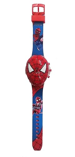 Haleema traders. Spiderman Design Digital Glowing Watch with Disco Music and Blinking Lights for Kids | for Boys - Good Birthday Return Gift [ Same Character Dispatch ] Red Blue