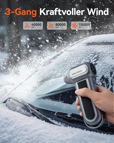 WOLFBOX MF100 Electric Air Duster-150000RPM Super Power Cordless Air Duster, wiederaufladbare Luftgebläse, 3-Gang einstellbare Mini-Gebläse, Staubgebläse für Computer, Tastatur, Outdoor, Haus und Auto