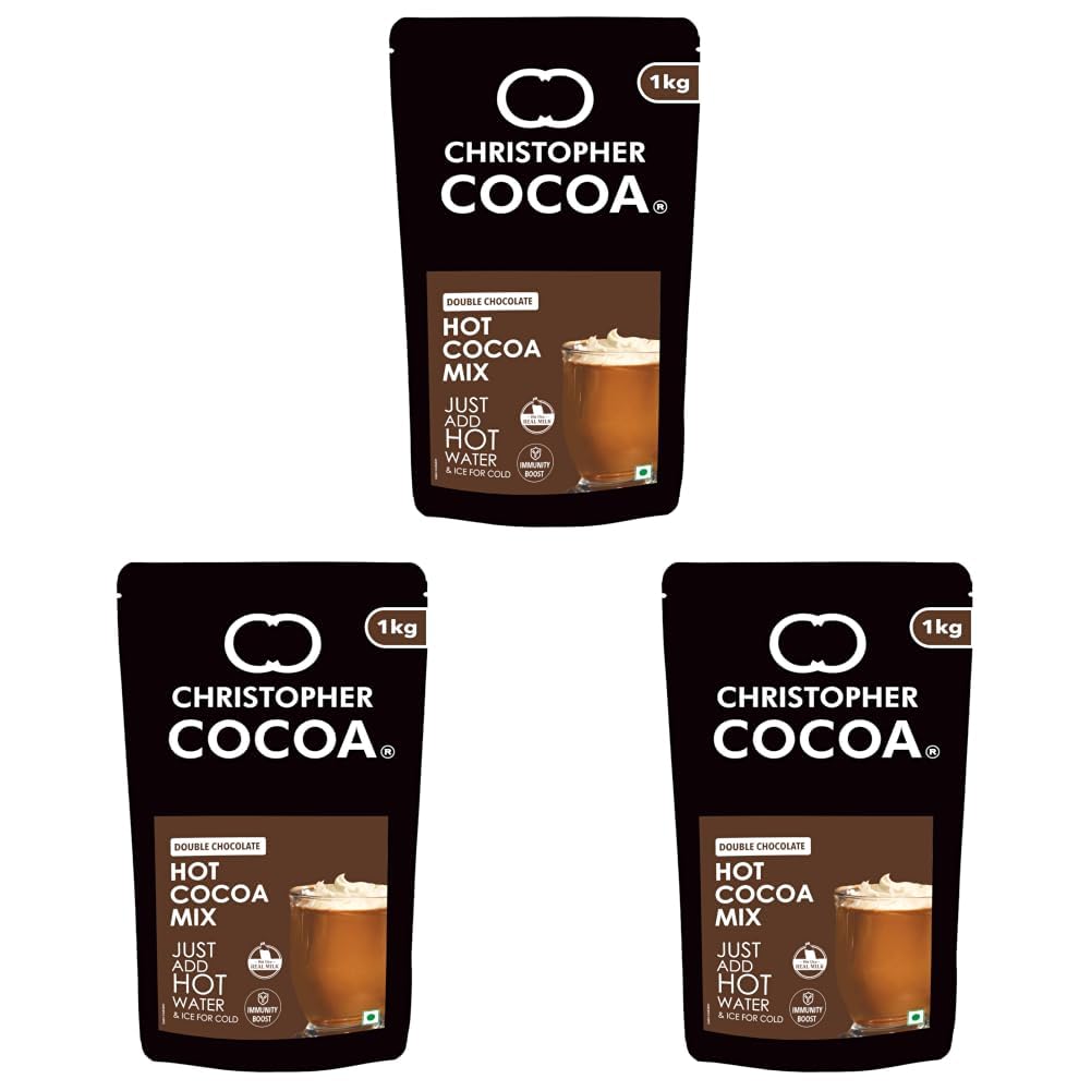 Christopher Cocoa, Double Chocolate Hot Cocoa Powder Mix, 1kg Pouch (Pack of 3)-image-30