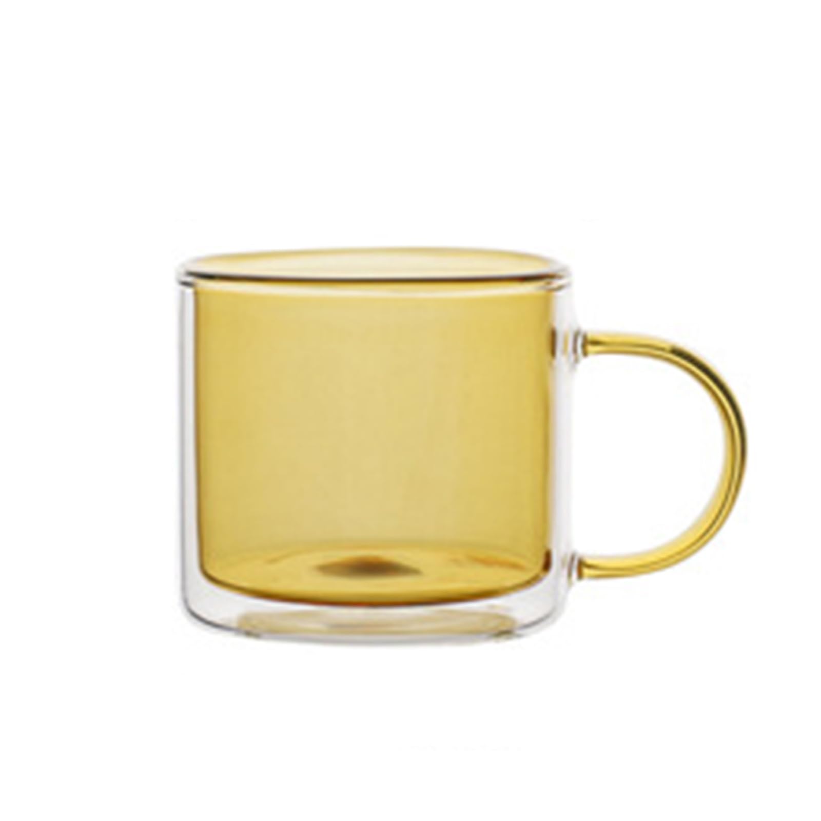 soulnioi 300ML Colored Double Walled Glass Coffee Mugs, Glass Water Cup Milk Cup Tea Mug Insulated Coffee Mug with Handle for Hot&Cold Drink (Yellow)
