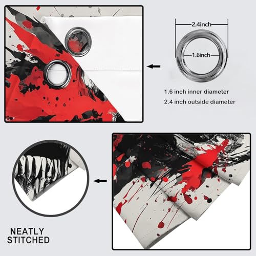 Rideau occultant crâne d'horreur rideaux thermique isolant opaque de 2