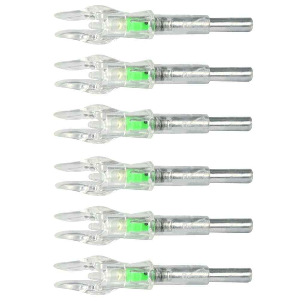 FQH 3pcs Archery LED Lighted Arrow Nocks - 4.2mm Automatic Tail Design for Bow Arrow Shafts, Improved Arrow Visibility (GREEN)
