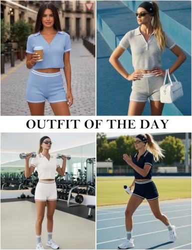 TQD Women's 2 Piece Matching Lounge Sets Short Sleeve Two Piece Shorts Set - image 5