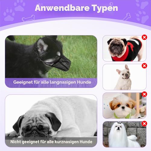 Maulkorb für Hunde Weicher Netzmaulkorb Atmungsaktiver Mesh für Kleine Hunde Reflektierende Einstellbare Hundemaulkorb zum Verhindern Fressen Lecken Bellen Ermöglicht Hecheln und Trinken (S Schwarz)