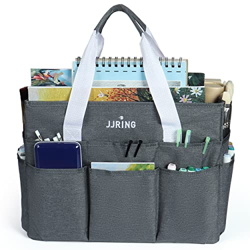 Jjring Craft Organizer Tote Bag, Large Art Storage Caddy With Multiple Pockets, Gray Sewing Bag For Art, Craft, Scrapbooking, School, Medical, And Office Supplies Storage #TOP6