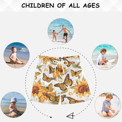 visesunny Summer Boy's Beach Shorts Monarch Butterfly Animal Quick Dry Swim Trunks Baby Boy Bathing Suit with Pockets4