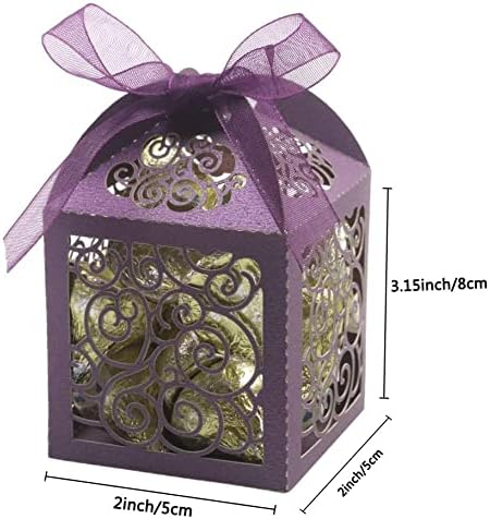 Miniatura 4 de KPOSIYA Paquete de 100 cajas de recuerdo de boda, cajas cortadas con láser, cajas de regalo pequeñas de encaje para bodas, despedidas de soltera,