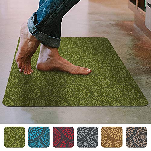 Shape28 Floor Mat Ultra-Thin Kitchen Rug with Non Slip Rubber Backing 35”x23”, Green