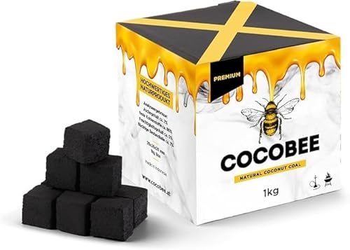 COCOBEE 1KG Carbón De Coco Natural para Shisha Y Barbacoa