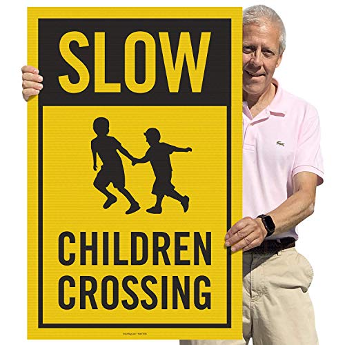 Best Cyber Monday 🔥 SmartSign - FC5S “Slow - Children Crossing” Large Reflective Sign  24" x 36" Corrugated Plastic