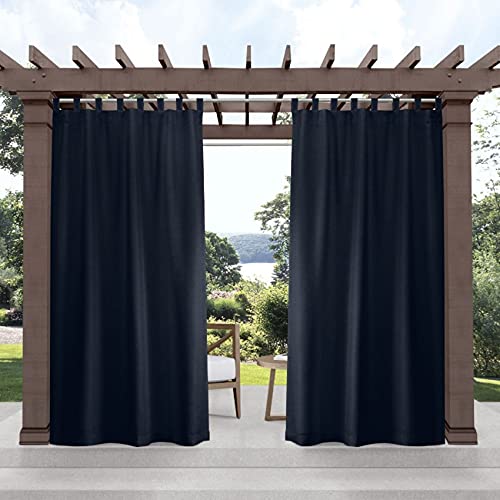 Exclusive Home Curtains VT Light Filtering Solid Cabana Tab Top Panel de Cortina Par, 54 x 84, Azul Marino Cover