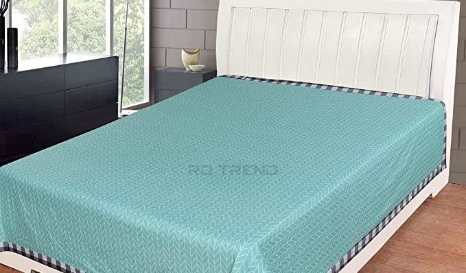 Image of RD TREND Presents Luxurious Glace Cotton Supersoft 180 Tc Double Size(90X100 Inch)Flat Geometric Double Bedsheet(Topsheet)Without Pillow Covers Colour Green