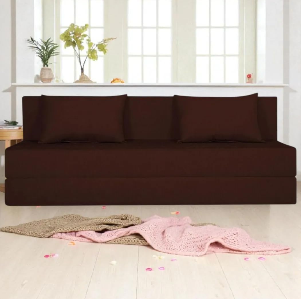 Adorn India Easy 4 Seater Sofa Cum Bed | Velvet Fabric | Brown | Plain Design | 6×6 Ft | Comfortable Seating | Washable Cover | Perfect for Home & Office Adorn India Easy 4 Seater Sofa Cum Bed | Velvet Fabric | Brown | Plain Design | 6×6 Ft | Comfortable Seating | Washable Cover | Perfect for Home & Office