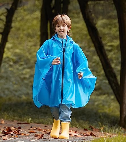 SaphiRose Lightweight Kids Rain Poncho Waterproof Jacket Zipper Up Rain Coat3