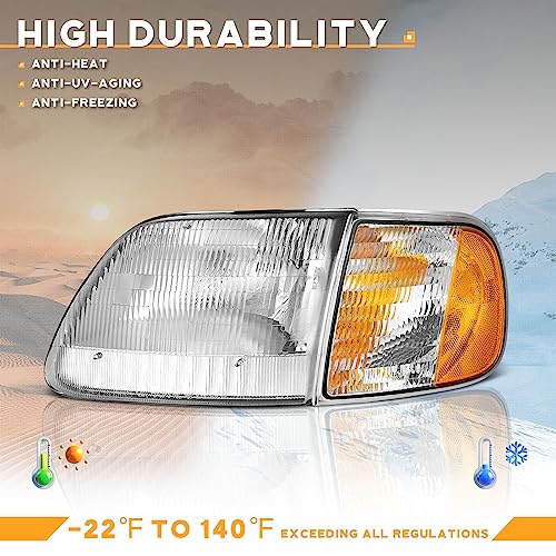 WEELMOTO Headlights Assembly for 1997-2003 F150 / 1997-2002 Ford Expedition / 1998-1999 F250, Headlamp+Corner Parking Turn Signal Marker Light Does NOT fit models produced before July 1996 by WEELMOTO - Image 4