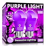 Gonhom 2 Pack A19 LED Purple Light Bulb,9 Watt Purple Lights Equivalent 100 Watt Colored Light Bulbs,E26 Base for Party Decoration, Holiday Lighting,Halloween Light Bulbs