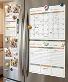 Beautiful Magnetic Dry Erase Calendar Set of 3 - Easy-to-Erase Whiteboard with Marker & Premium Magnet for Your Fridge - The Perfect Weekly and Monthly White Board Organizer for Everyday Planning