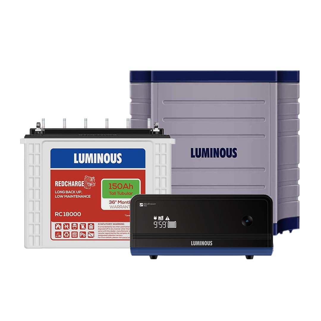Luminous Zelio 1100 + Rc18000 150 Ah Tubular Battery+ Trolley (Black)
