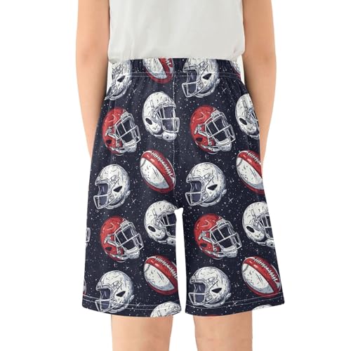 ALAZA Football Ball Black Helmet Pajama Shorts Sleep Shorts Pant Lounge Pajama Bottoms Elastic Waist with Pockets2