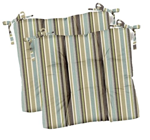 RSH DECOR Sunbrella Tufted Chair Cushions Set of 2 | 16" x 16" | All-Weather Square Cushions for Patio Furniture | American Made | Crafted with Sunbrella Performance Fabric (Brannon Whisper)