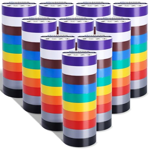 Oleitodh Colored Electrical Tape Bulk 100 Rolls 3/4 Inch x 66FT Vinyl Tape