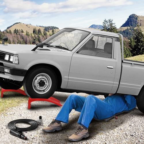 Heavy Duty Steel Car Ramps 2 Pack, 8000 LBS Truck Ramps – 9" Max Lift Height – Portable Low Profile Auto Service Ramps for Oil Change, Repair Maintenance – Fits 12.5" Wide Tires — view 5