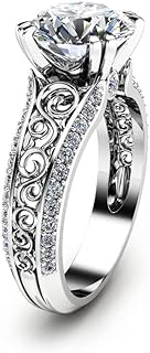 2ct Round Cut Simulated Diamond CZ Engagement Ring for Women White Gold ...