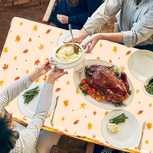 Image of 4 Pack Fall Thanksgiving Tablecloths Disposable Leaves Pumpkin Table Cloth