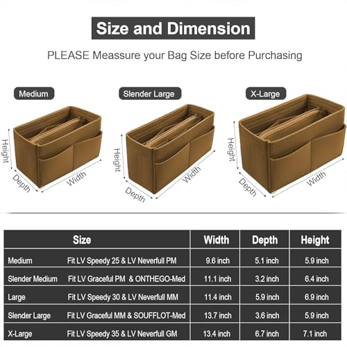 Image of Purse Organizer Insert, Handbag & Tote Organizer, Bag in Bag, Perfect for Speedy Neverfull and More