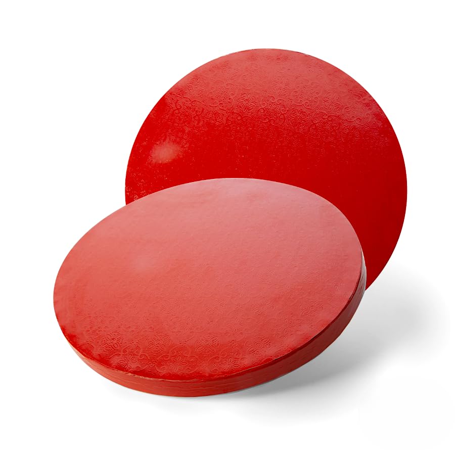 GLOTOMANIA - Base para Tarta Redonda - Calidad Profesional - Ideal para Pasteles y Postres - Fácil Manejo - Acabado Pack de 25 Unidades, Rojo, 30 x 1.2 cm