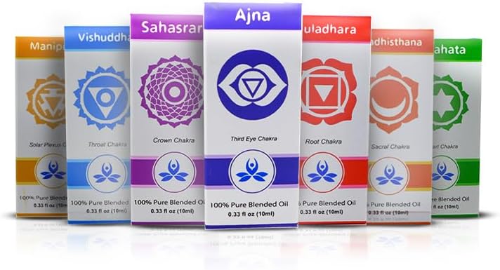 7 Chakra Essential Oils Set – Pure Aromatherapy Blends for Body, Mind & Soul Balance - Includes a Free Ceramic Diffuser