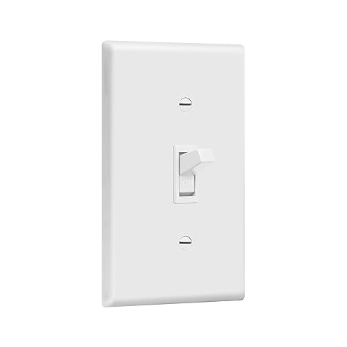 Miniatura 2 de ENERLITES Paquete de placas de pared con luz de palanca, interruptor eléctrico de un solo polo, 15 A 120-277 V, tornillo de puesta a tierra, grado
