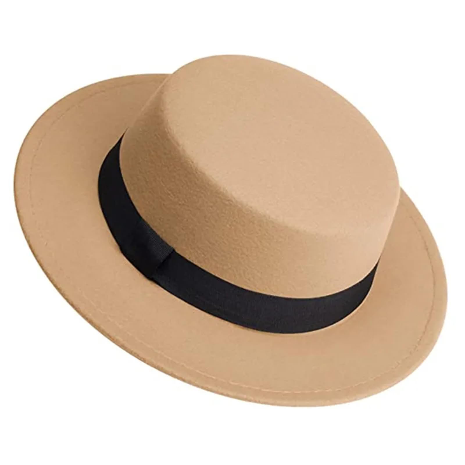 Cappello Fedora da uomo e da donna, cappello piatto in feltro, a tesa larga, in lana, stile jazz, panama