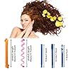 64Pcs Hair Curlers Spiral Curlers No Heat Curlers Curly Wavy Hair Curlers Spiral Hair Curls Styling Kit 2 Style Magic Hair Curler Spiral Hair Curlers with 2 Pieces Styling Hooks （45CM)