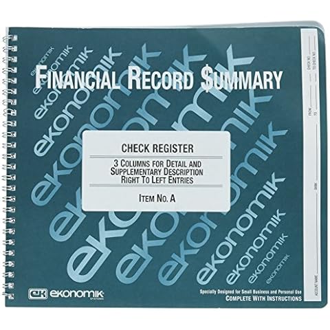 Ekonomik - Wirebound Check Register Accounting System, 8 3/4 x 10, 40-Page Book A (DMi EA Cover