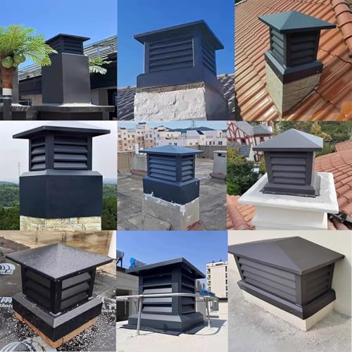 Sombrerete Chimenea Protección Resistente 35x35cm de Aluminio para Extractor de Tejado 8