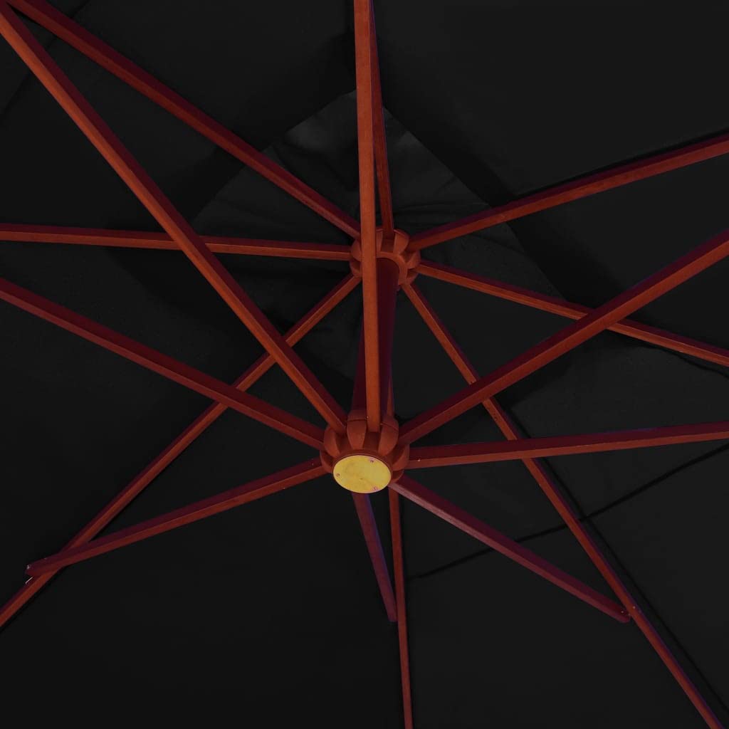 Wiszący parasol ogrodowy, parasol przeciwsłoneczny, baldachim do ogrodu, na zewnątrz, na patio, z drewnianym słupkiem, 400x300 cm, czarny